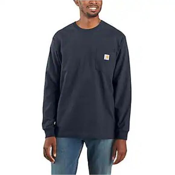 Carhartt Men's Original Fit Long Sleeve Pocket T-Shirt Blue - Size 2XLT - Picture 1 of 7